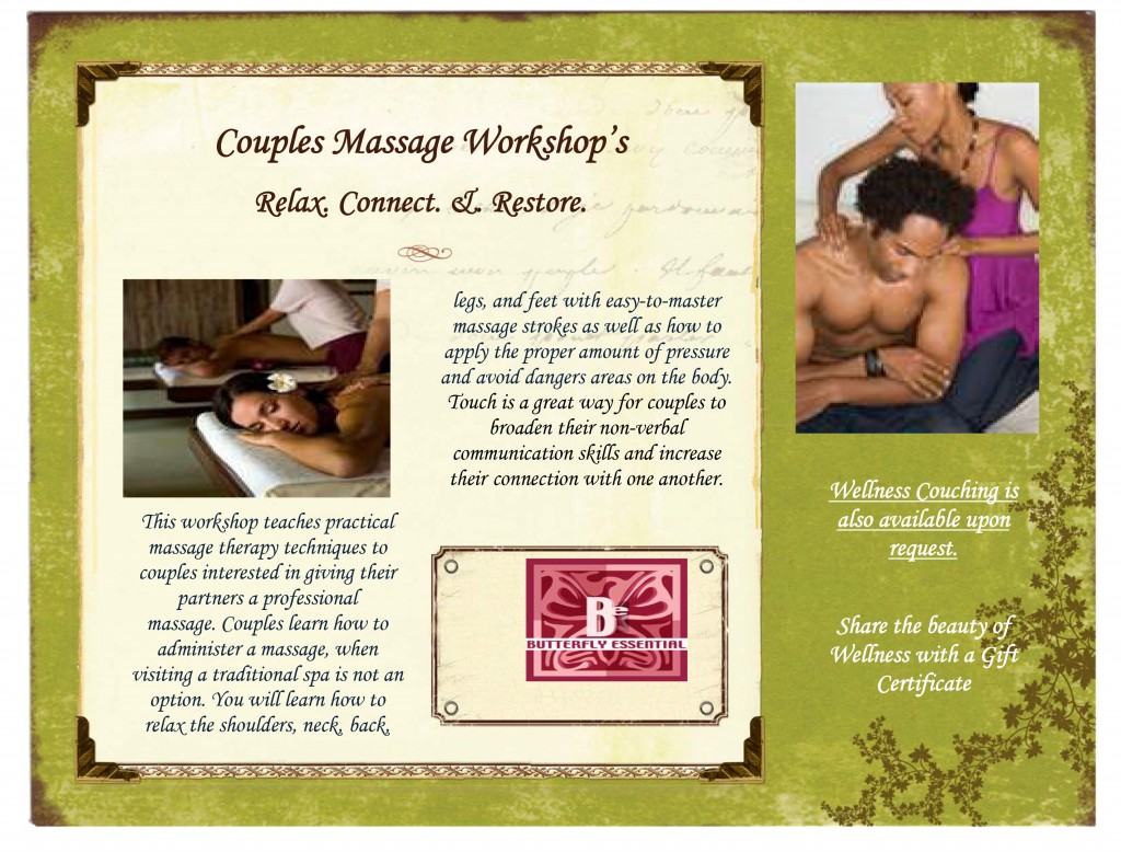 flåde blyant profil Couples Massage Workshop - Butterfly Essential Holistic Wellness